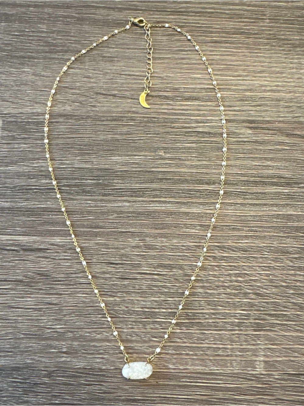Luna Norte 14K Gold Plated Necklace With Druzy Quartz Pendant